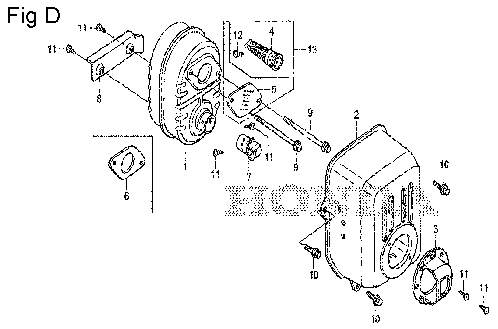 Fig-4 Diagram and Parts List for GS190A Type QBE5 Honda Engine