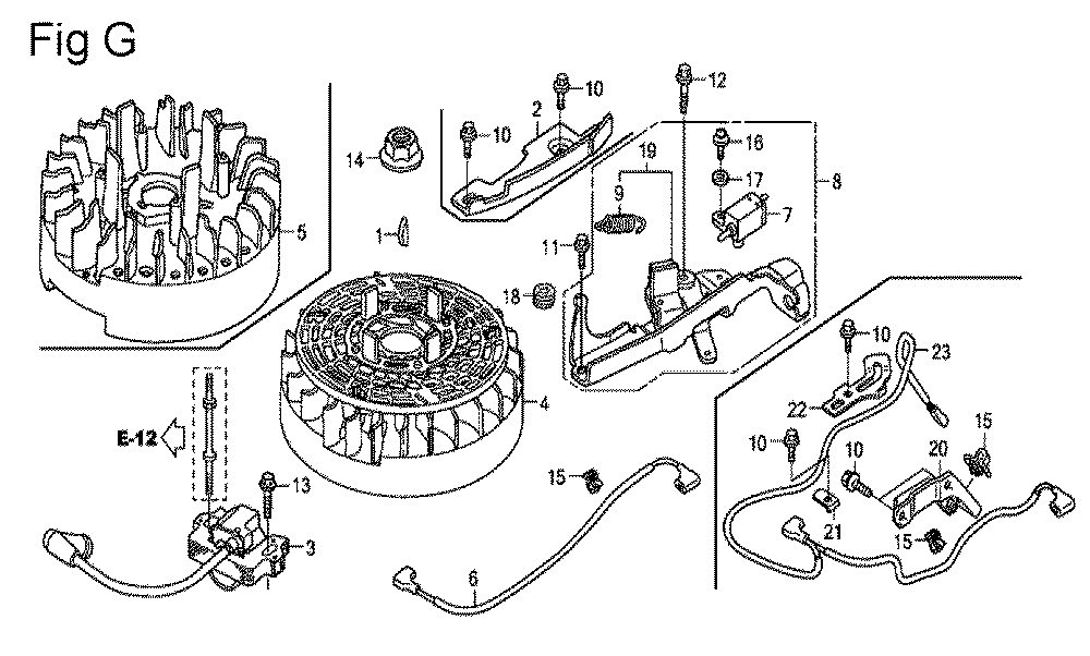Fig-7 Diagram and Parts List for GSV190A Type N1G7 Honda Engine