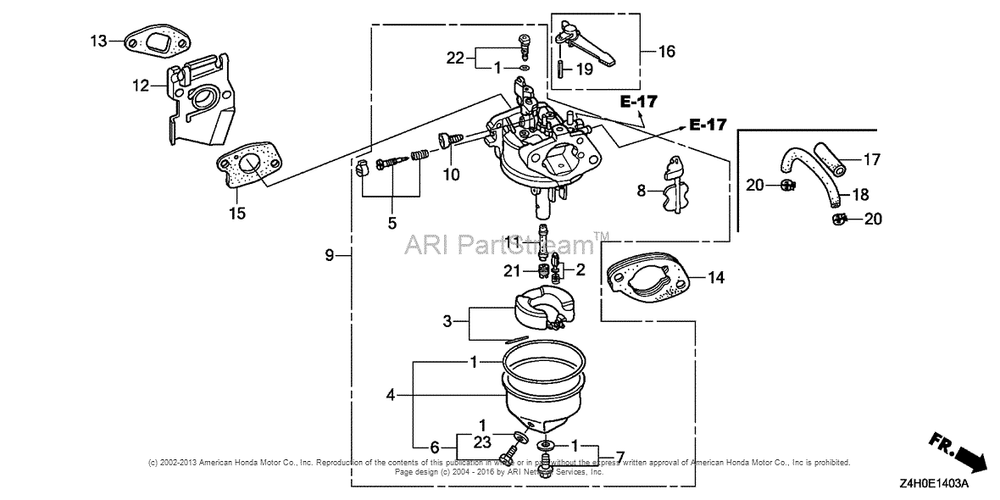 Carburetor (3) Diagram and Parts List for GX120UT1 (typeKRSB)(GCAGT-1000001) Honda Engine