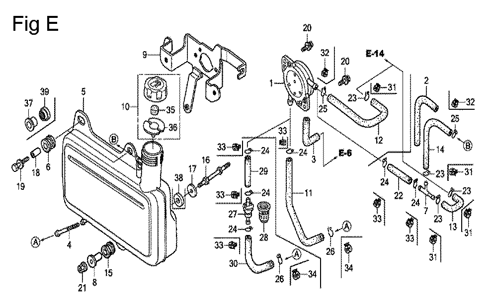Fig-5 Diagram and Parts List for GC160A Type SHE Honda Engine