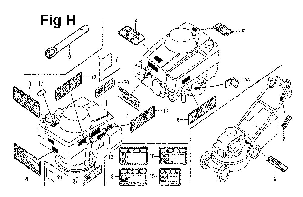 Fig-12 Diagram and Parts List for GXV160K1 Type N52 Honda Engine