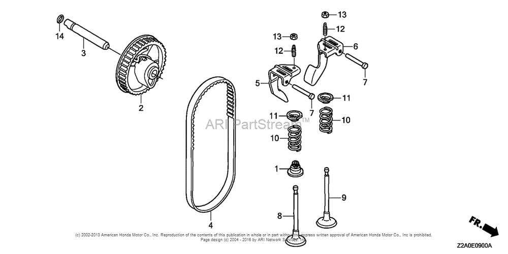 Camshaft Diagram and Parts List for GS160LA (typeQHAF)(GCABA-1000001) Honda Engine