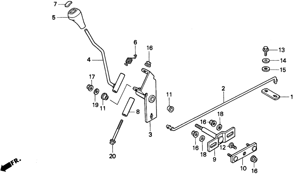 Change Lever (1) Diagram and Parts List for H1011R (Type  SA)(MZAW-6000001 - 6100000) Honda Lawn Mower