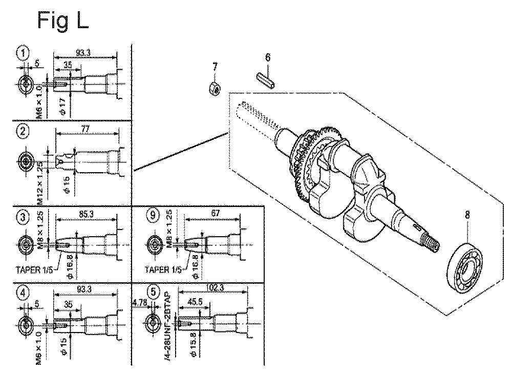 Fig-12 Diagram and Parts List for GX100U Type SE3 Honda Engine