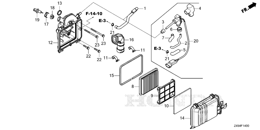 Air Cleaner Diagram and Parts List for EU3200I (Type  AC)(EBKJ-1000001 - 9999999) Honda Generator