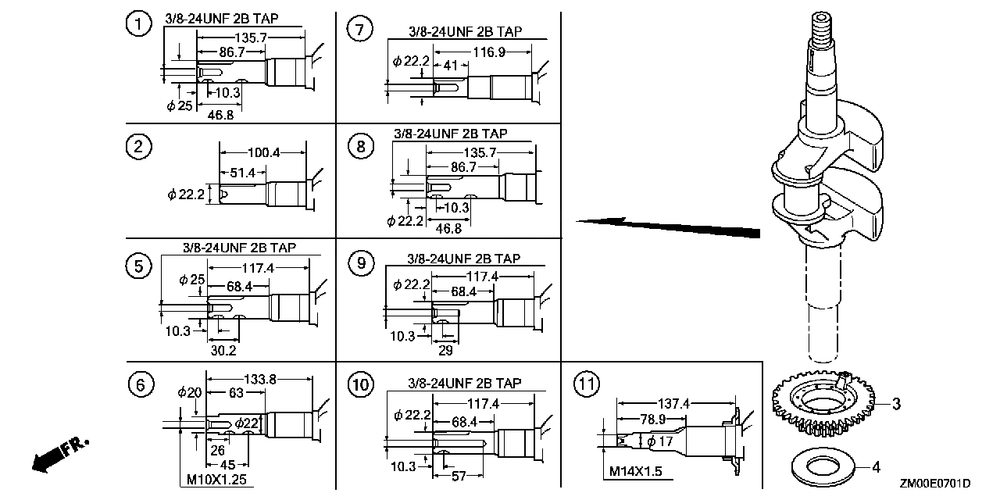 Crankshaft (2) Diagram and Parts List for GCV160LA0 (Type  G5AF)(GCAD-1000001 - 9999999) Honda Engine