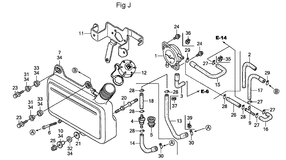 Fig-10 Diagram and Parts List for GC160LA Type QHAJ Honda Engine