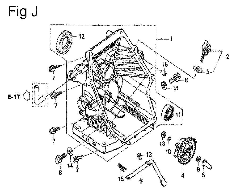 Fig-10 Diagram and Parts List for GS190A Type QBE5 Honda Engine