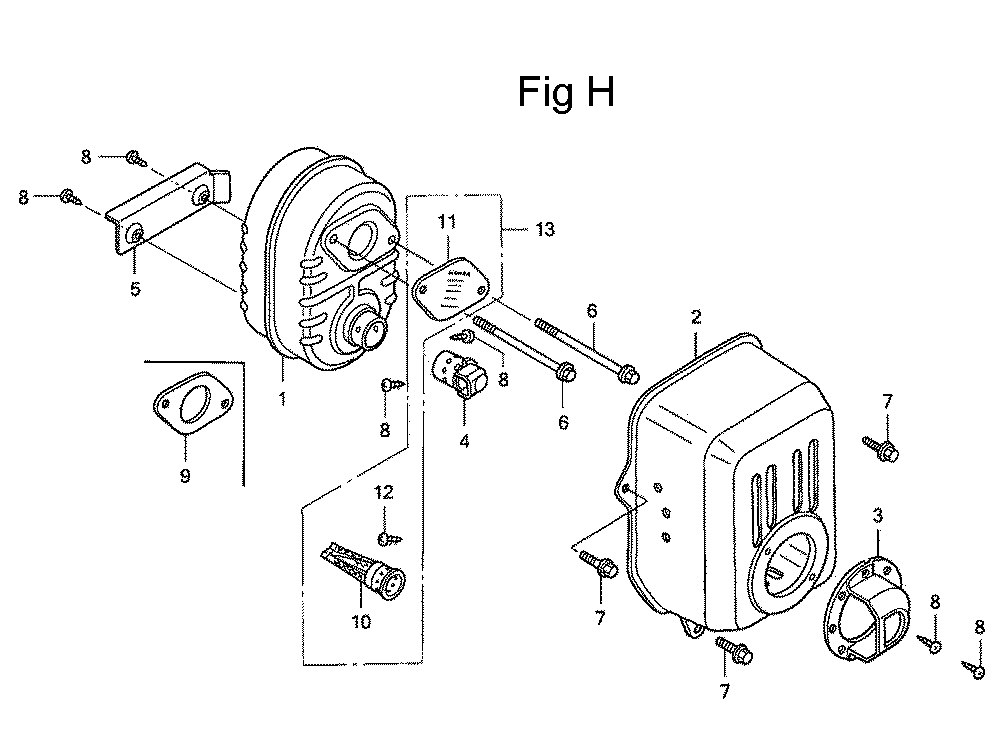 Fig-9 Diagram and Parts List for GC135 Type WKT2 Honda Engine