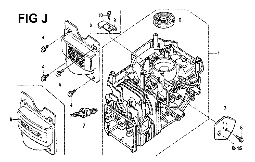 Fig-10 Diagram and Parts List for GCV190LA Type SBH Honda Engine