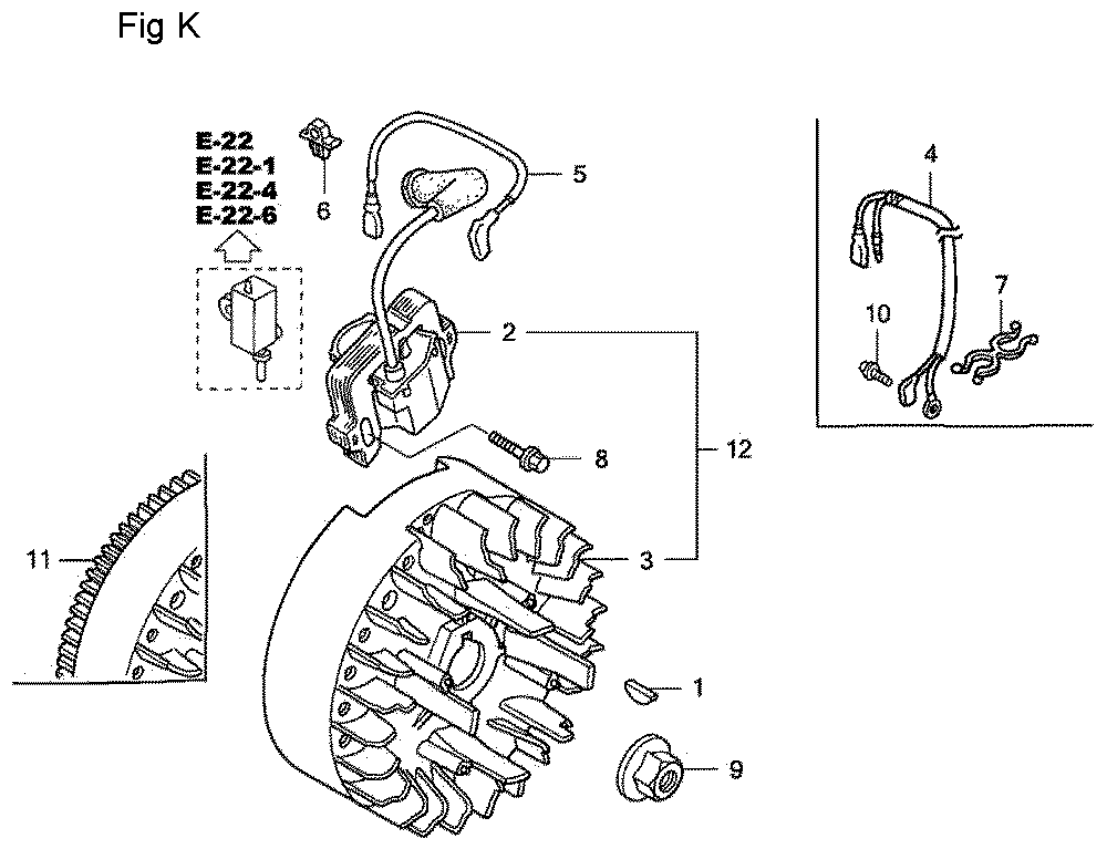 Fig-11 Diagram and Parts List for GC190A Type QEA Honda Engine