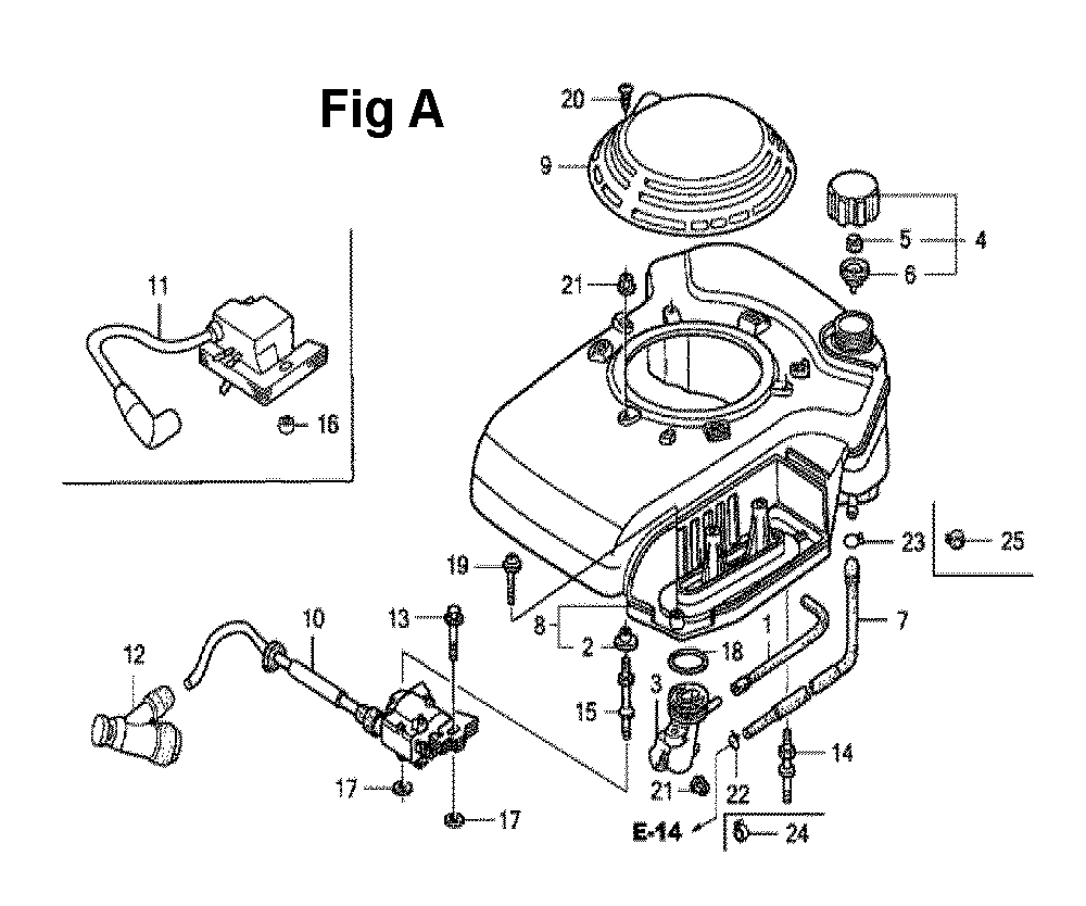 Fig-11 Diagram and Parts List for GXV160UA1 Type N12 Honda Engine