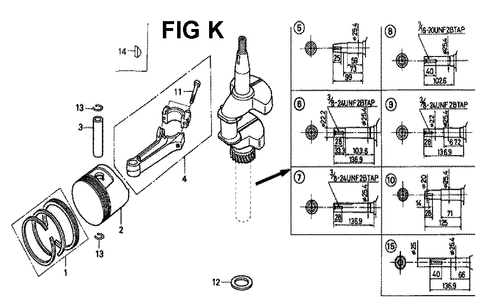 Fig-12 Diagram and Parts List for GXV160K1 Type N65 Honda Engine