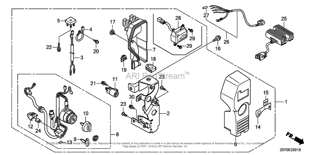 Control Box (2) Diagram and Parts List for GX390UT2 (typeSZEC)(GCBCT-1000001) Honda Engine