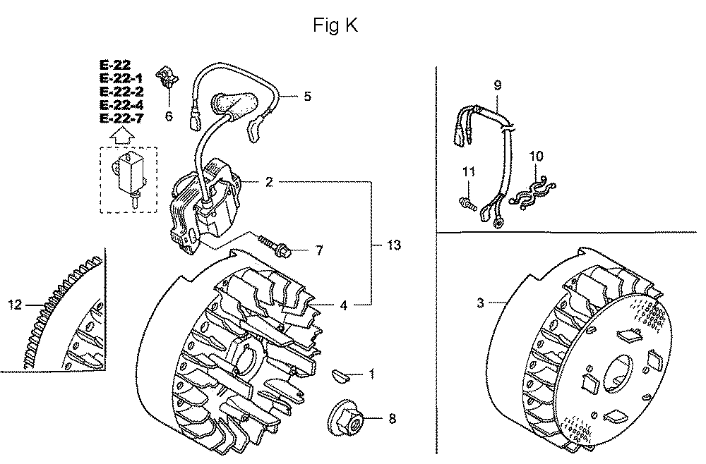 Fig-11 Diagram and Parts List for GC160A Type QED Honda Engine