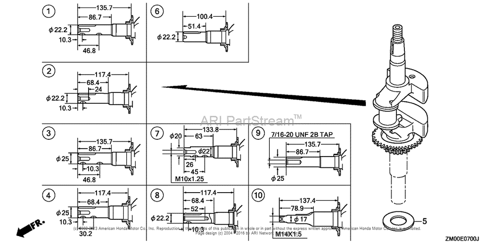 Crankshaft (1) Diagram and Parts List for GCV160LE (typeA2A9)(GJAAE-2075803) Honda Engine