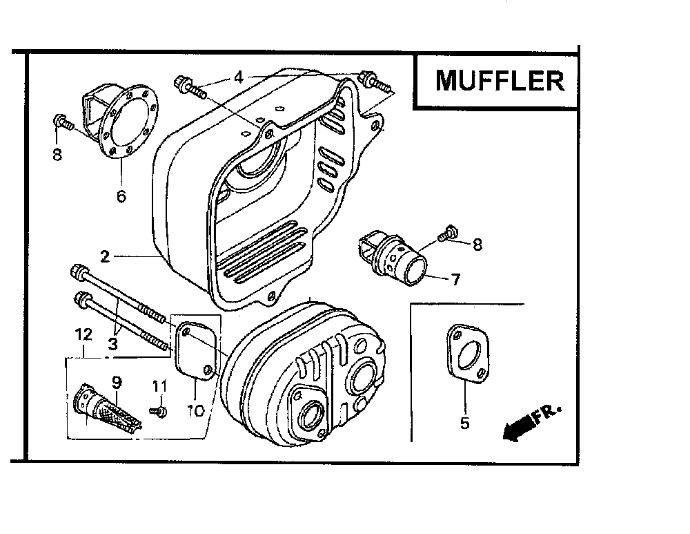 Muffler Diagram and Parts List for GCV160-LAOS3A  Honda Engine