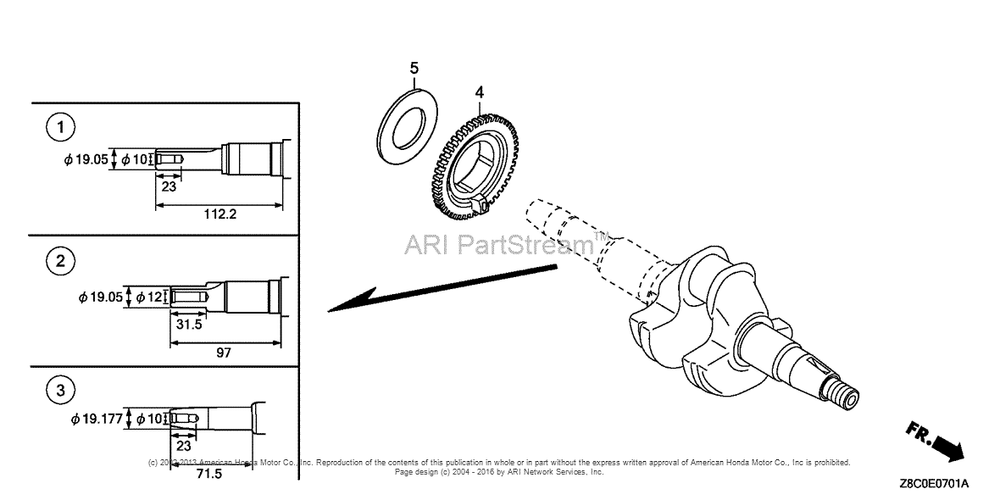Crankshaft (2) Diagram and Parts List for GC190LA (typeMHA2)(GCAAA-1496157) Honda Engine