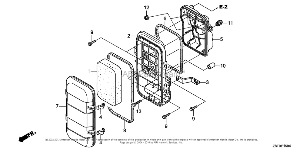 Air Cleaner (5) Diagram and Parts List for GX340RT2 (typeVWE)(GCBET-1000001) Honda Engine