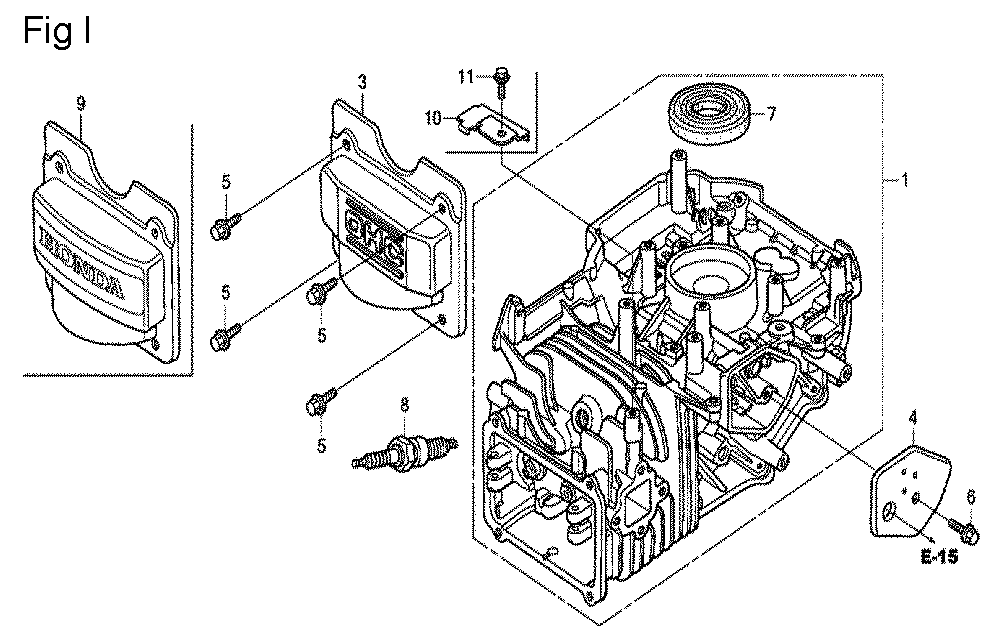 Fig-9 Diagram and Parts List for GCV190A Type BHH Honda Engine