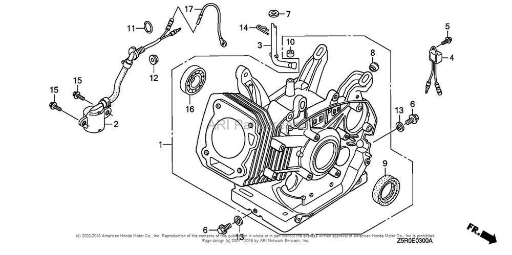 Cylinder Barrel Diagram and Parts List for GX390U2 (typeSM34)(GCBHK-1000001) Honda Engine