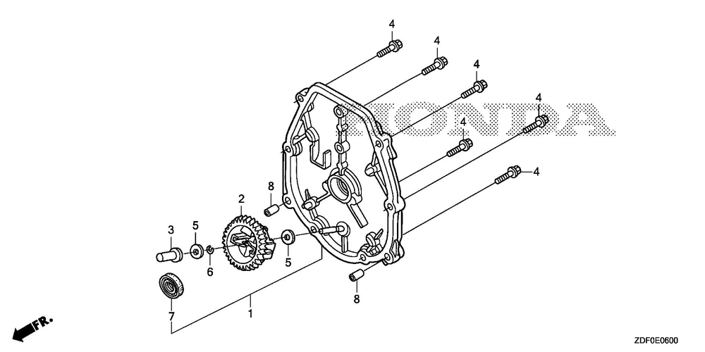 Crankcase Side Cover Diagram and Parts List for GXH50UTX (Type QXB4)(GCBYT-2000001-9999999) Honda Engine