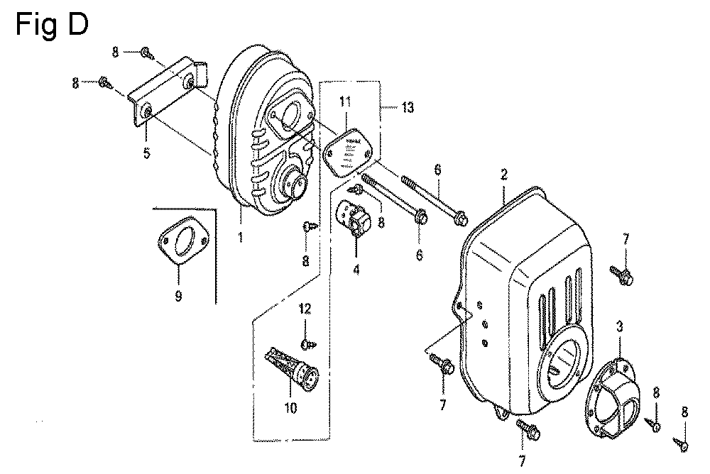 Fig-4 Diagram and Parts List for GC135 Type VXP4 Honda Engine