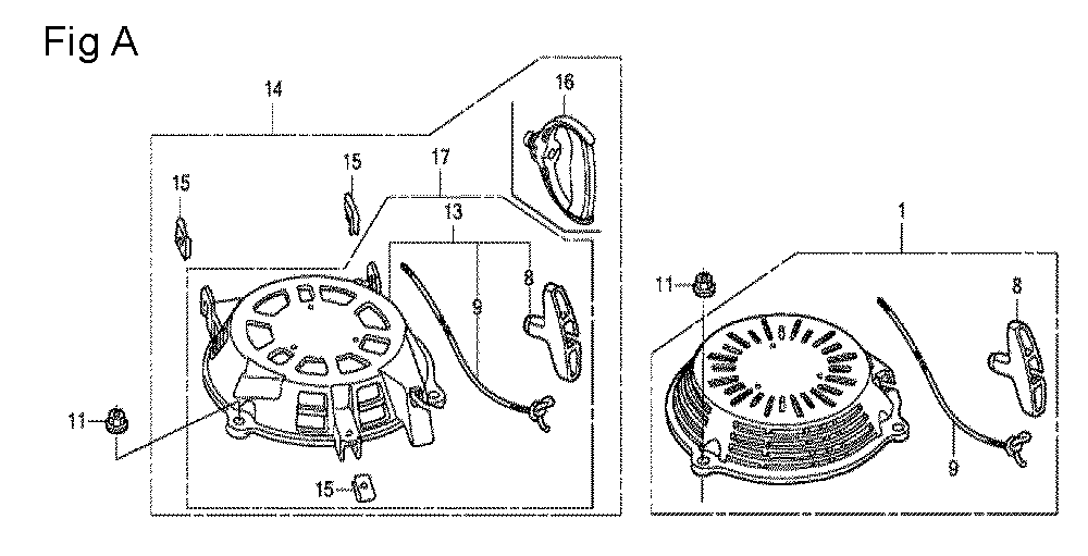 Fig-1 Diagram and Parts List for GCV160LA0 Type E1A2 Honda Engine