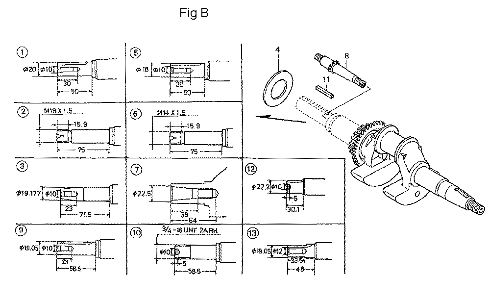 Fig-2 Diagram and Parts List for GC160 Type VXA Honda Engine
