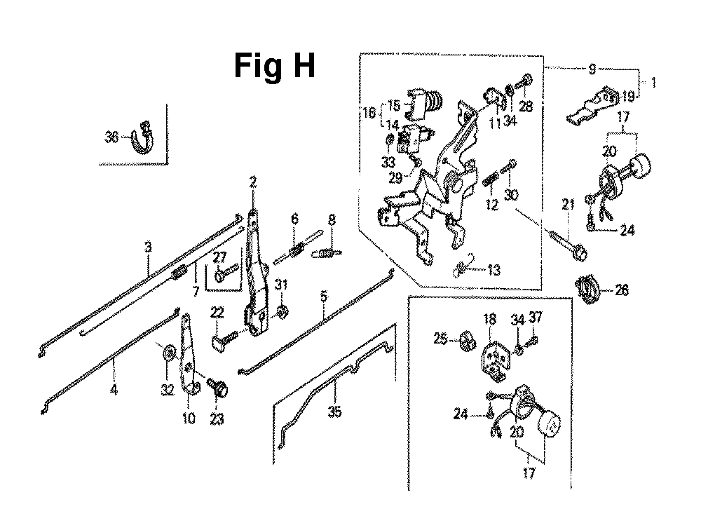 Fig-6 Diagram and Parts List for GXV340 Type DN Honda Engine