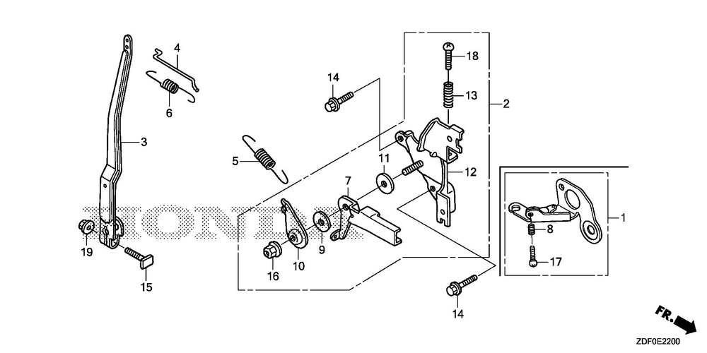 Control (1) Diagram and Parts List for GXH50UTX (Type QXB4)(GCBYT-2000001-9999999) Honda Engine