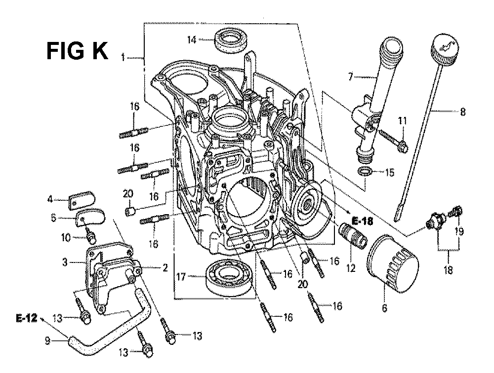 Fig-15 Diagram and Parts List for GXV530 Type PXA1A Honda Engine