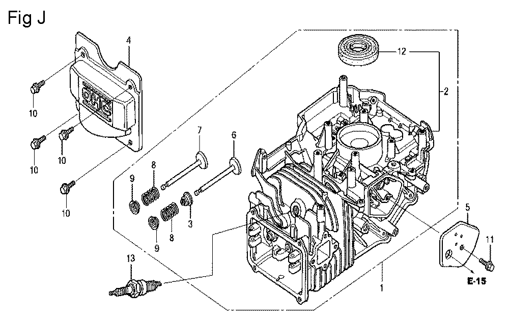 Fig-10 Diagram and Parts List for GCV160LA Type S1A Honda Engine