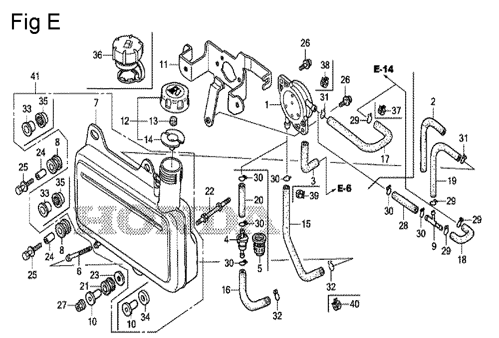 Fig-5 Diagram and Parts List for GS190A Type QBA Honda Engine