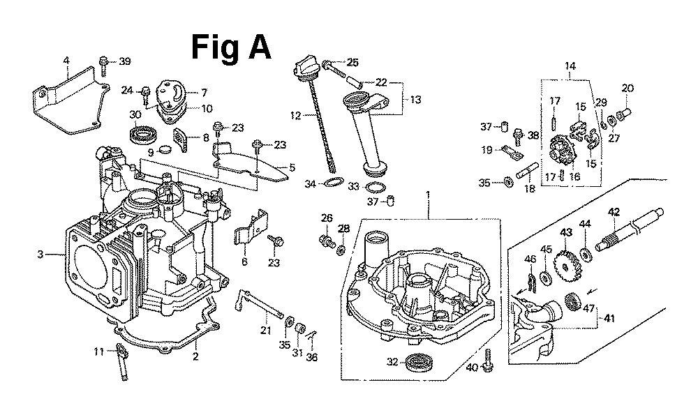 Fig-1 Diagram and Parts List for GXV140 Type A1B Honda Engine