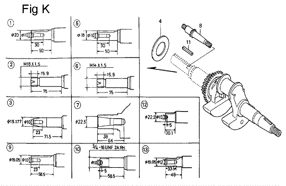 Fig-11 Diagram and Parts List for GC135 Type QFJ Honda Engine