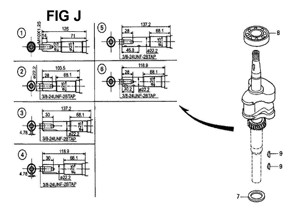Fig-9 Diagram and Parts List for GXV140 Type A2YC Honda Engine