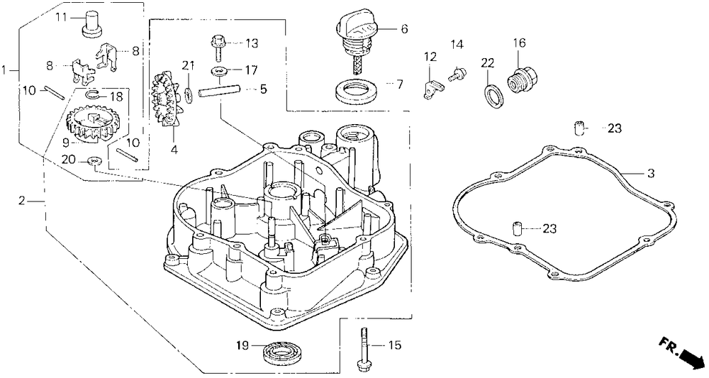 Oil Pan Diagram and Parts List for HP250 (Type  CA)(NA1-2000001 - 2599999) Honda Lawn Tractor Accessories