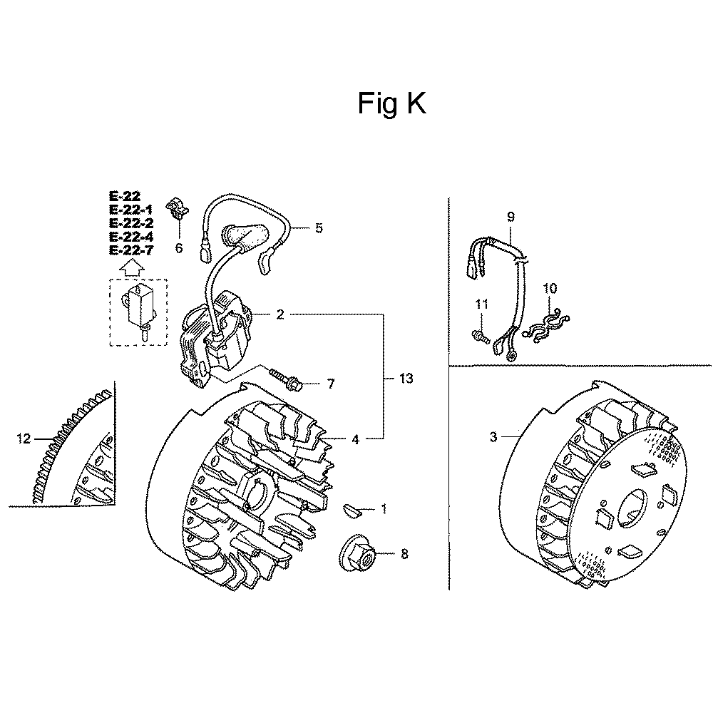Fig-11 Diagram and Parts List for GC135 Type QHA Honda Engine