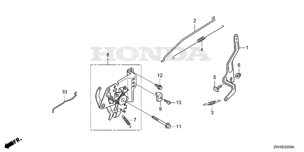 Control Diagram and Parts List for GCV200LA (Type G5BR)(GJAVA-1000001-9999999) Honda Engine