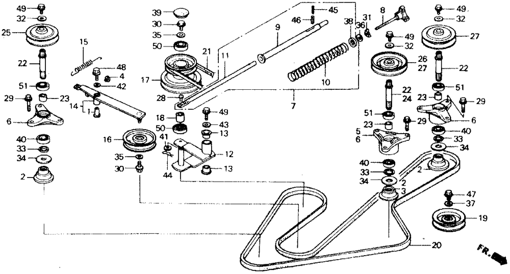 Blade Shaft Ii Diagram and Parts List for CD4542 (Type  SA)(RZAU-1000001 - 9999999) Honda Lawn Tractor Accessories