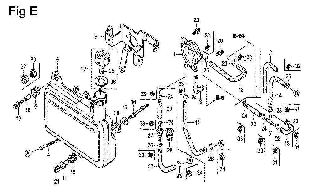 Fig-5 Diagram and Parts List for GC135 Type QFJ Honda Engine