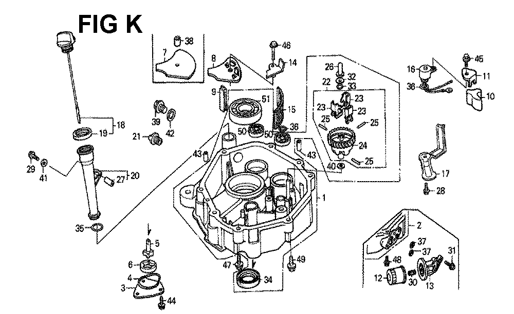 Fig-6 Diagram and Parts List for GXV340K1 Type DN4 Honda Engine