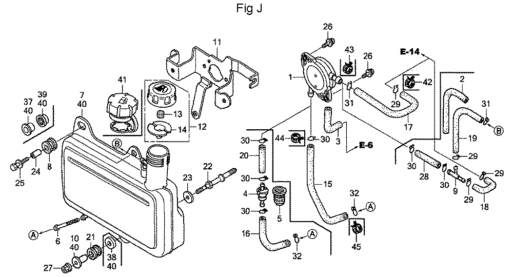 Fig-10 Diagram and Parts List for GS160LA Type QHAF Honda Engine