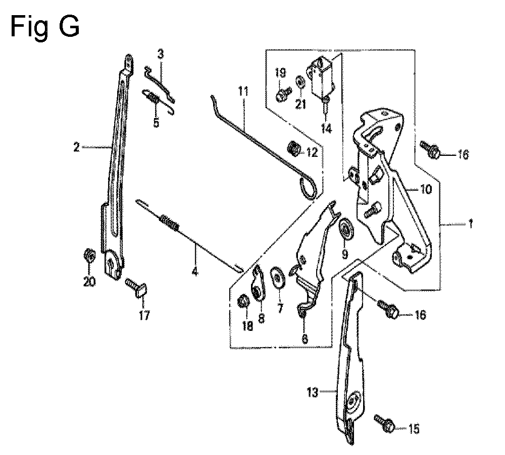 Fig-7 Diagram and Parts List for GC160 Type QHE Honda Engine