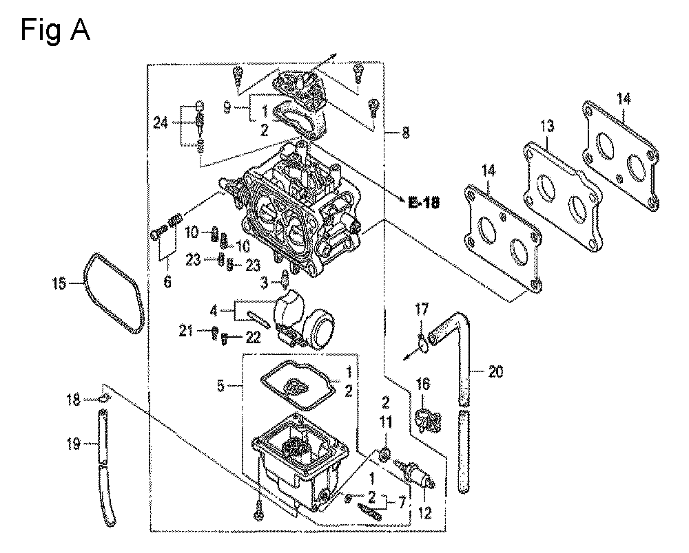 Fig-1 Diagram and Parts List for GCV530 Type QEA3 Honda Engine
