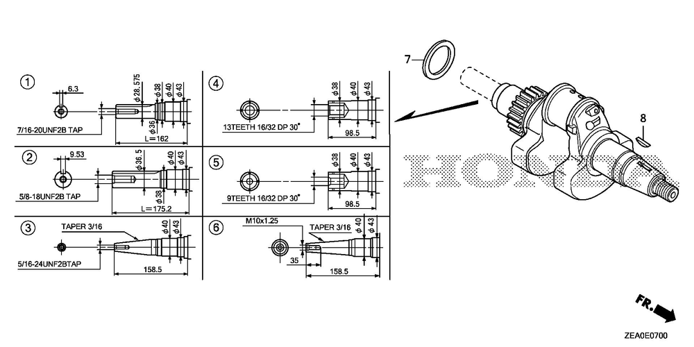 Crankshaft Diagram and Parts List for GX700IRHX (Type BXF)(GCAUH-1000001-9999999) Honda Engine