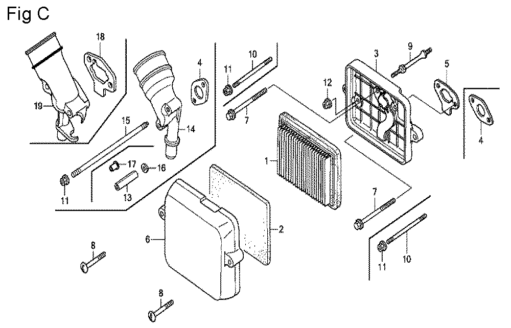 Fig-3 Diagram and Parts List for GX100U Type KRB Honda Engine