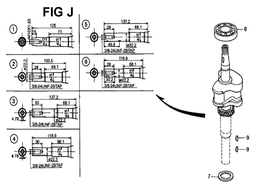 Fig-6 Diagram and Parts List for GXV140 Type A1K6 Honda Engine