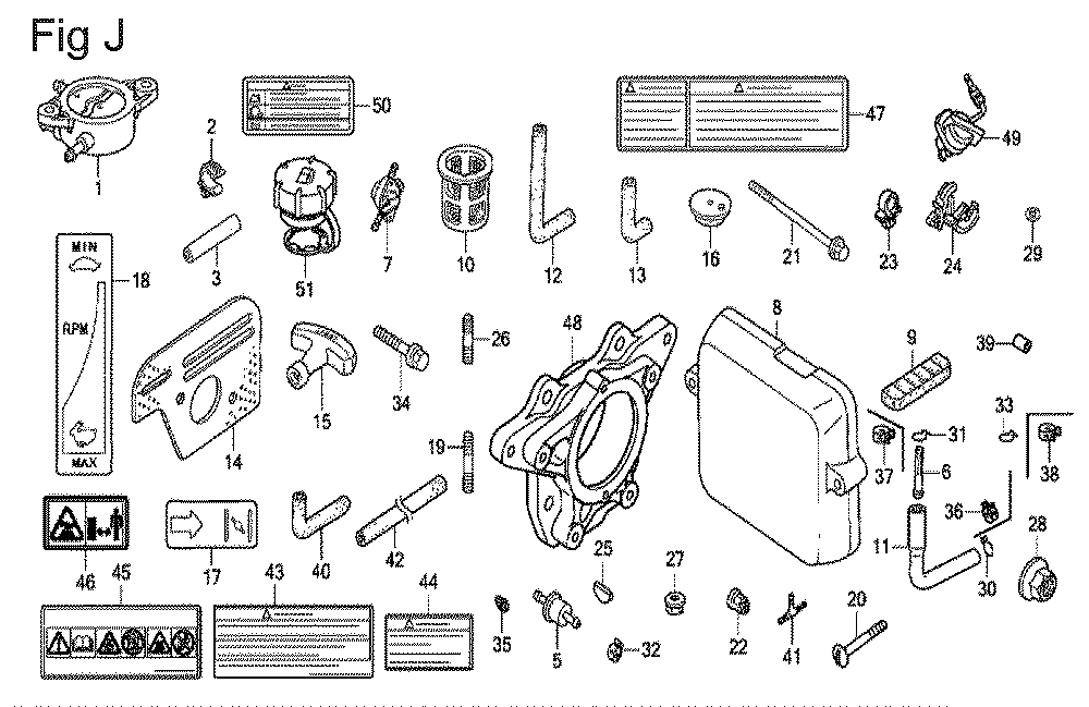 Fig-10 Diagram and Parts List for GX100U Type VE3 Honda Engine